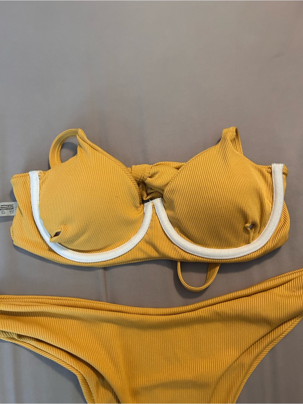 Zaful Yellow Ribbed Bikini Set - Picture 3 of 4